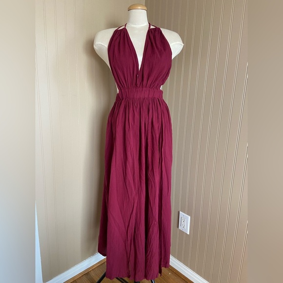Since Then Dresses & Skirts - Since Then 100% Cotton Burgundy Boho Maxi Dress women’s Size 5